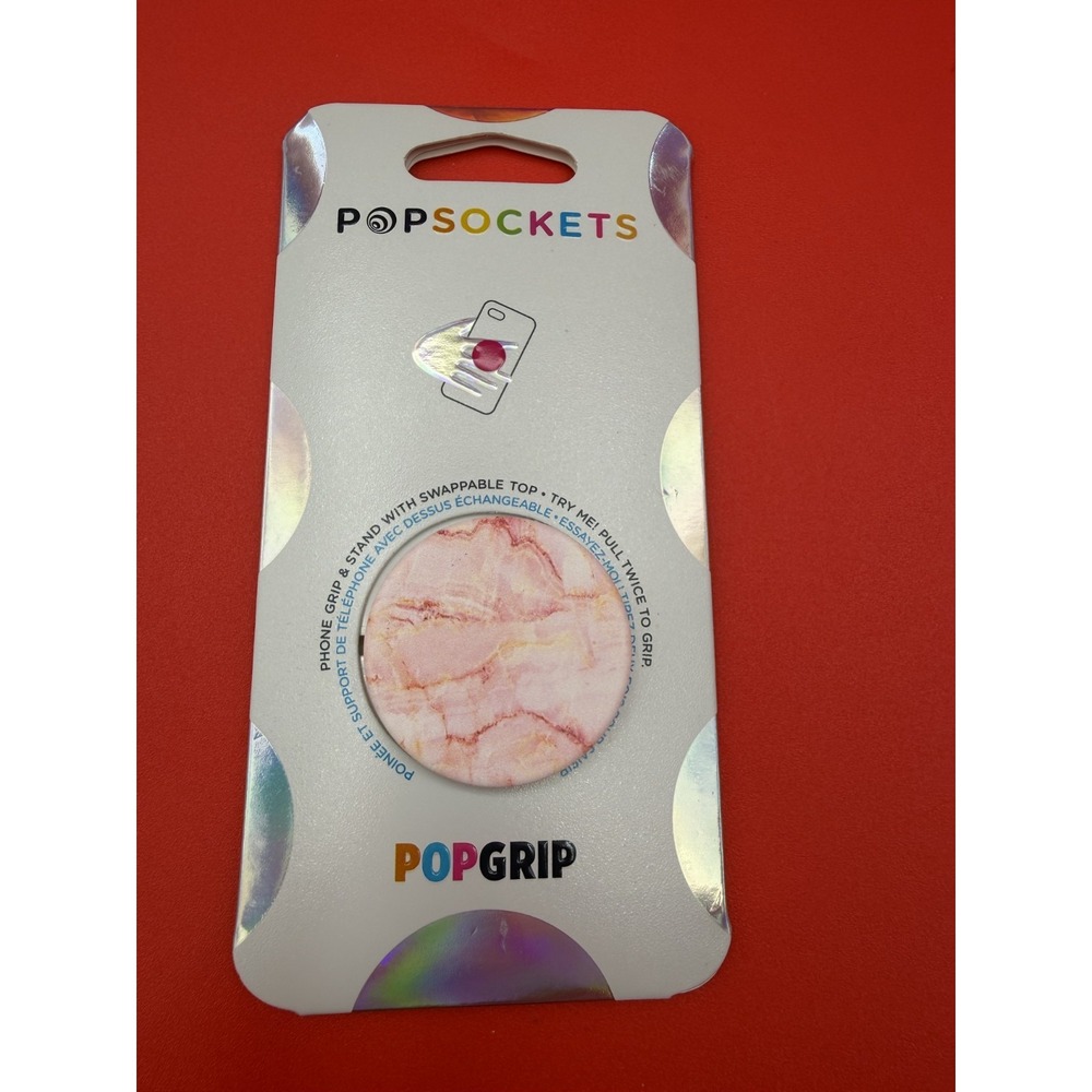 PopSockets PopGrip Phone Stand Universal Pink Marble Swappable Top New